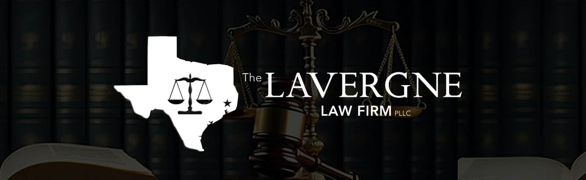 The LaVergne Law Firm PLLC custom header logo featuring Texas state outline with scales of justice